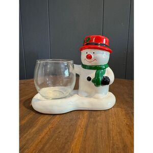 Festive‎ Plastic Snowman Candle Holder with Plastic Votive